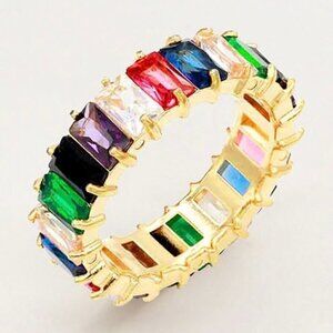 1 LEFT!! JASPER MULTI COLOR RHINESTONE RING